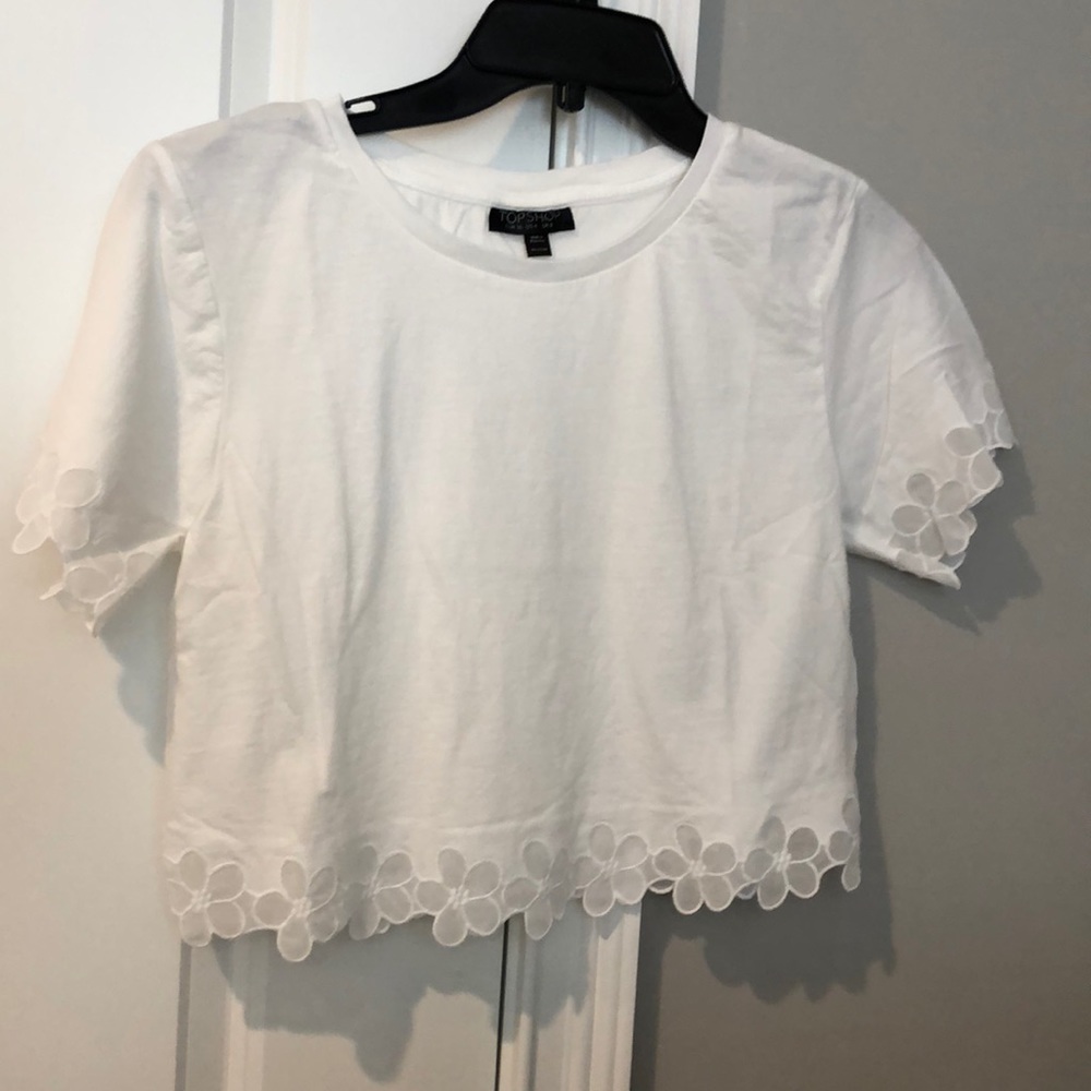 Top shop White crop top  with floral detail